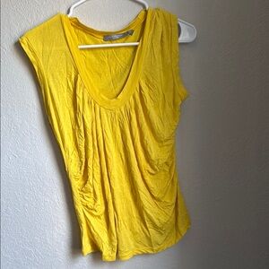 NY Collection Yellow Ruched Sleeveless Tank Top